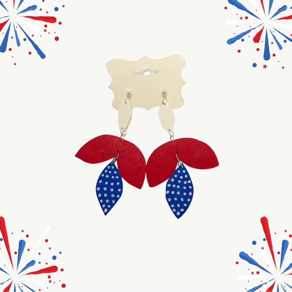 Forth of july clay earring